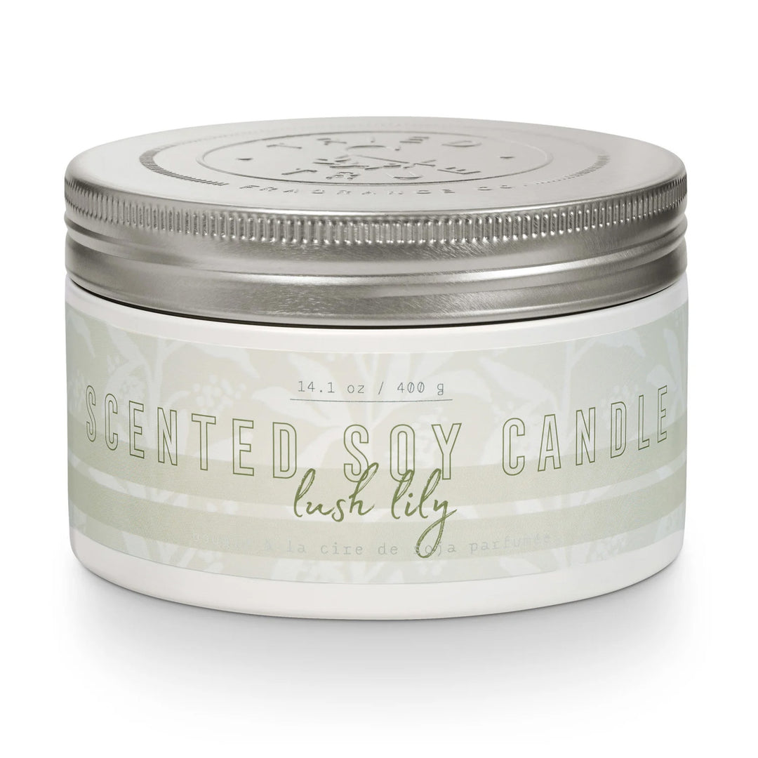 Large Tin Candle, Lush Lily