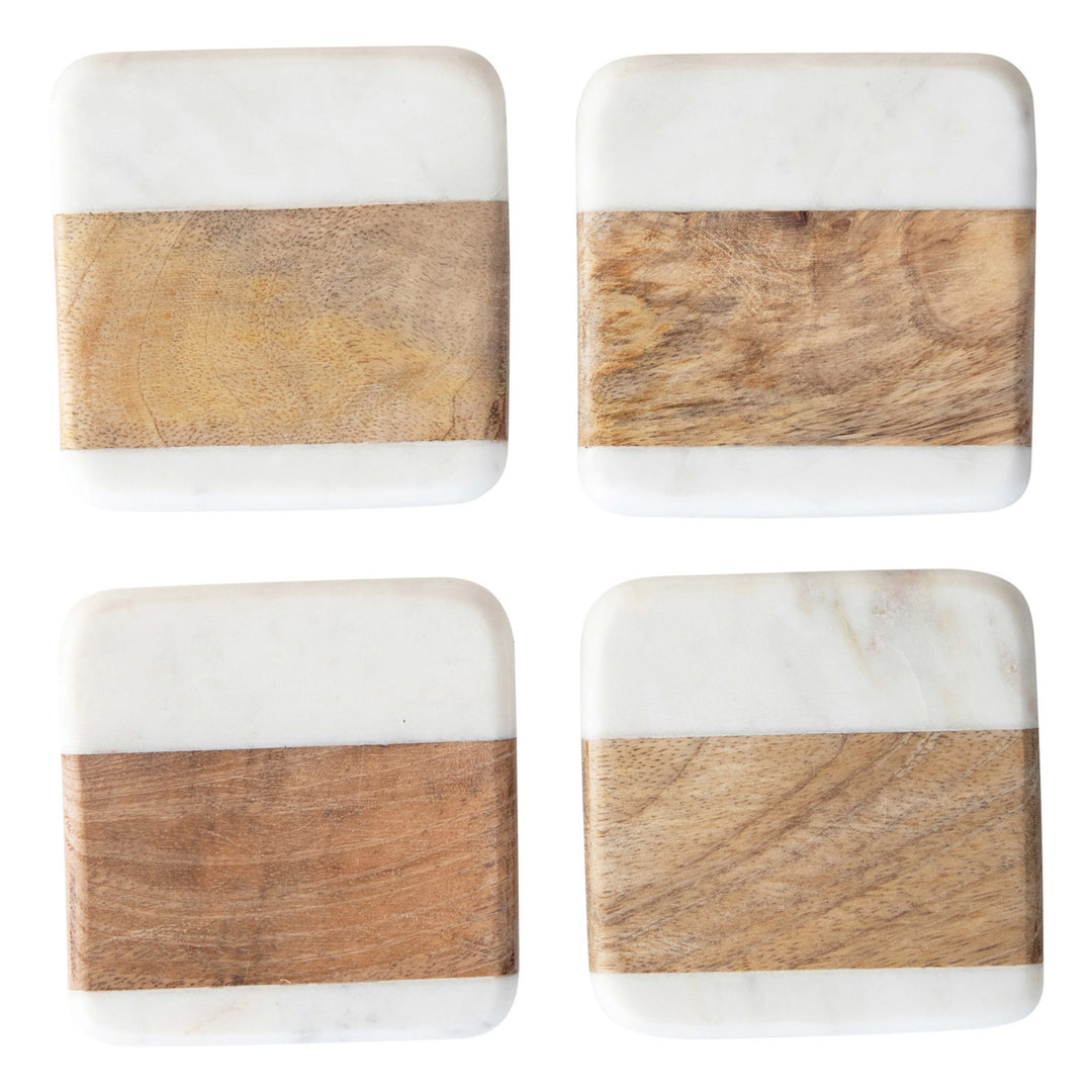 S/4 Marble & Wood Coaster
