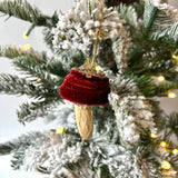 Velvet Mushroom Ornament