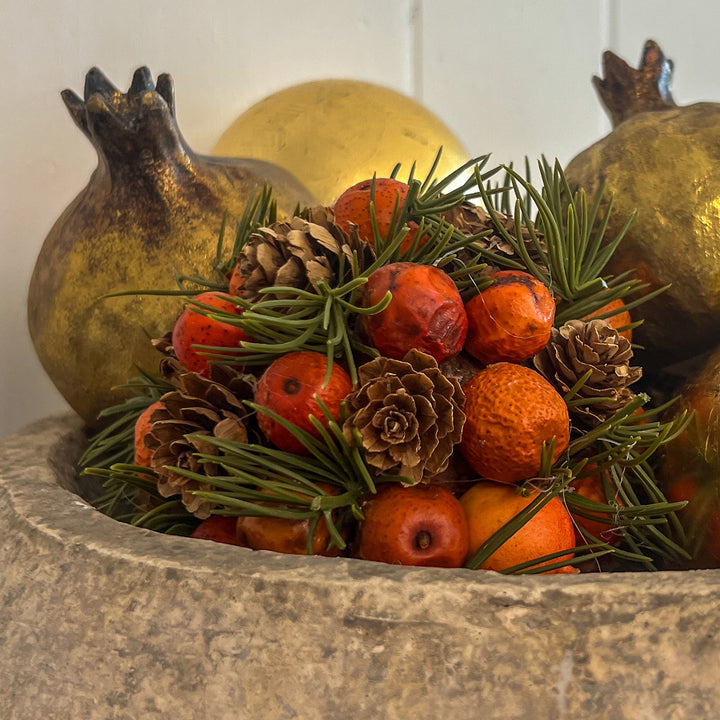 Orange Pods & Pine Ornament