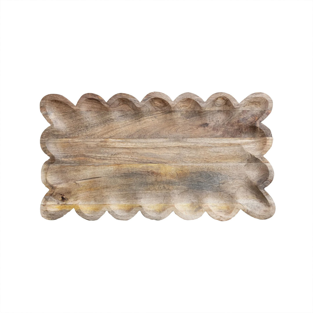 Scalloped Wood Tray - Natural