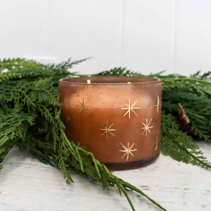 Woodfire Frosted Star Glass Candle