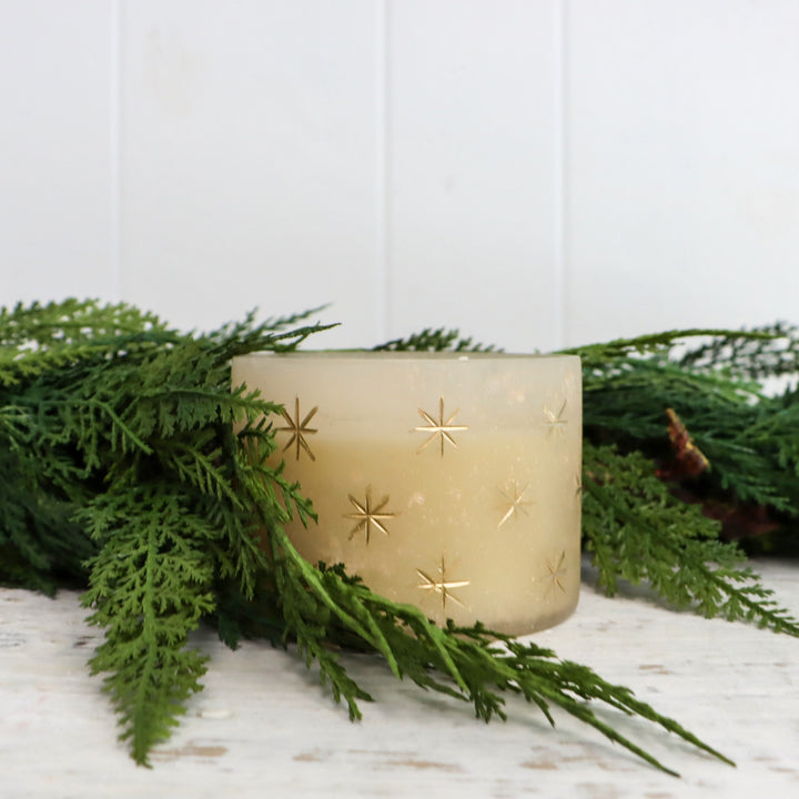 Winter White Star Glass Candle