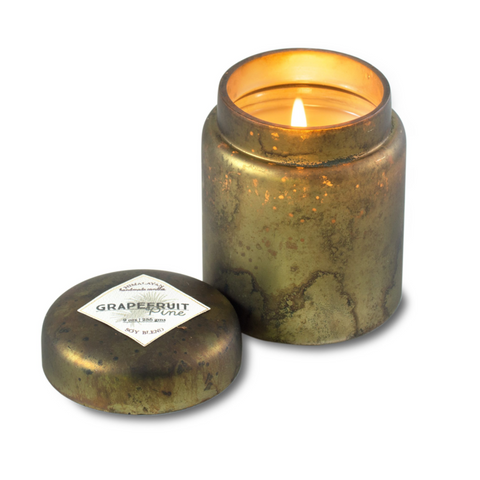 Mountain Fire Glass  Candle - Grapefruit Pine