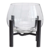 Round Glass Planter on Metal Stand