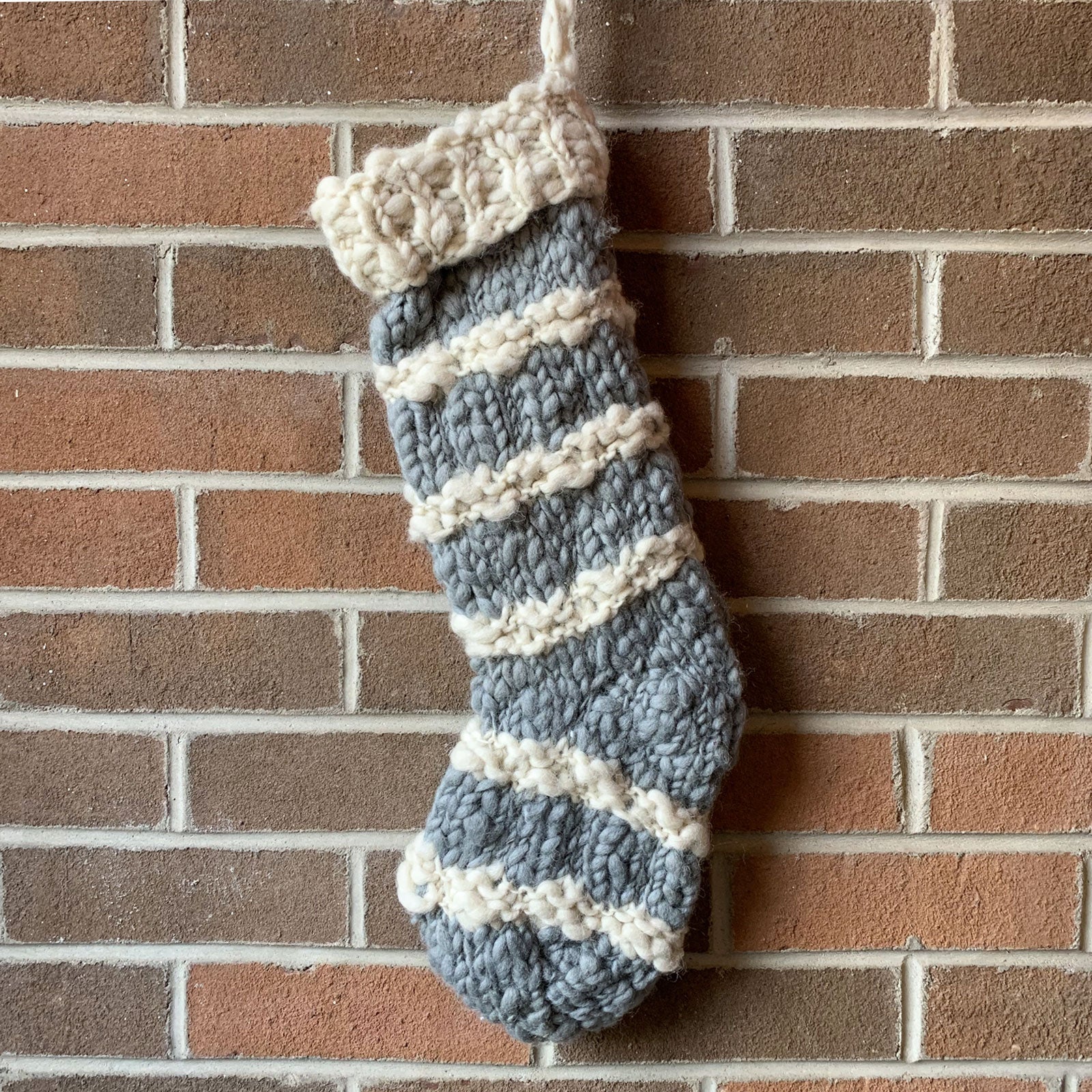 Hand Knit Striped Stocking