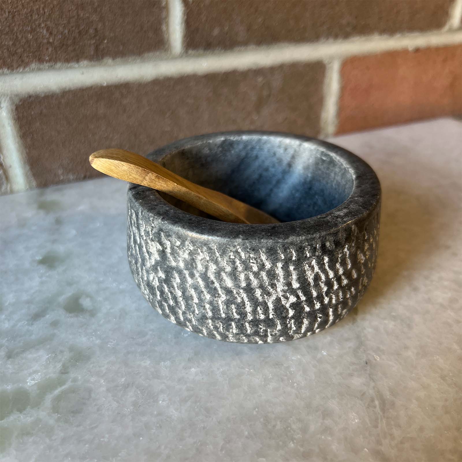 Granite Bowl w/ Wood Spoon