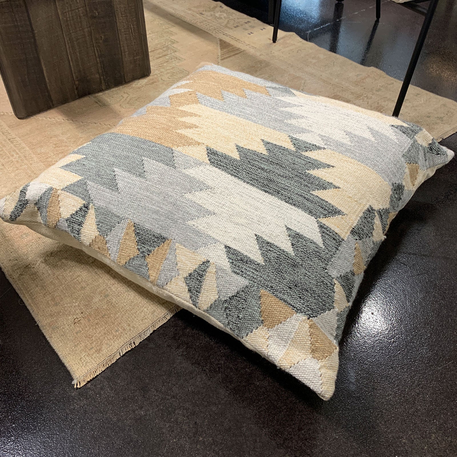Gray and Cream 32" Floor Cushion