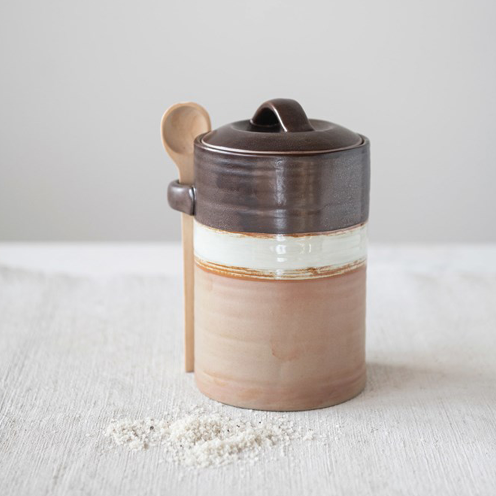 Stoneware Canister w/ Spoon