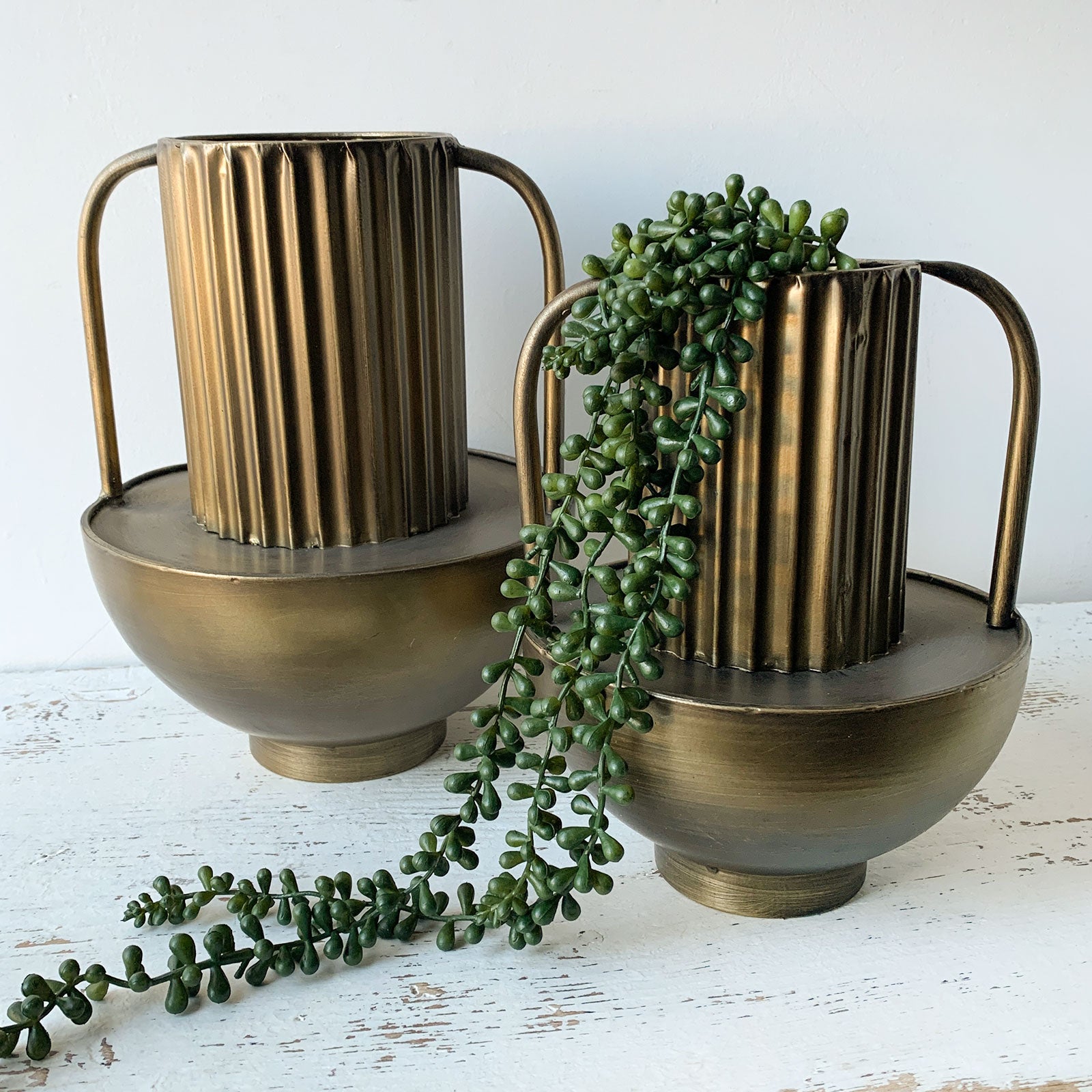 Brass Vase w/ Handles - Large