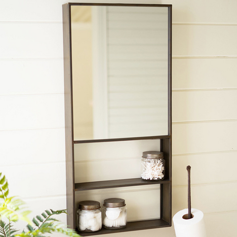 Rectangle Wall Shelf w/ Mirror