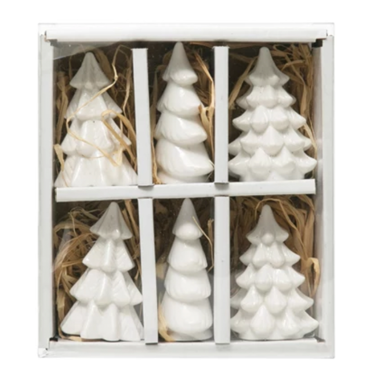 White Stoneware Tree Box - Set of 6