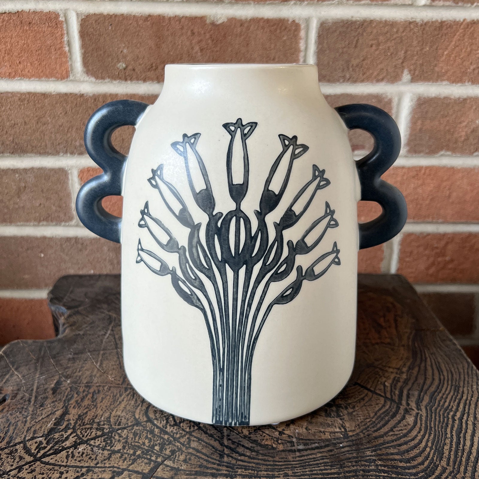 Black and White Vase w/ Handles