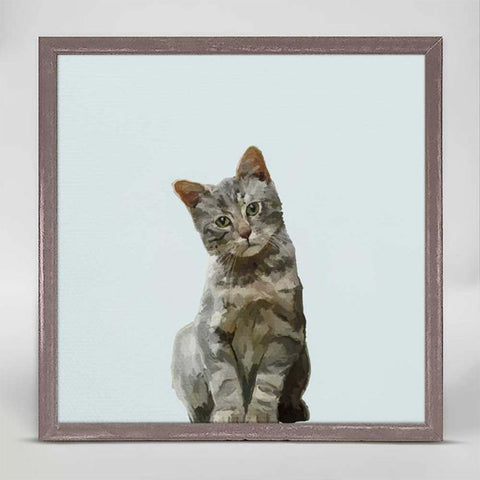 Quizzical Cat Mini Framed Canvas