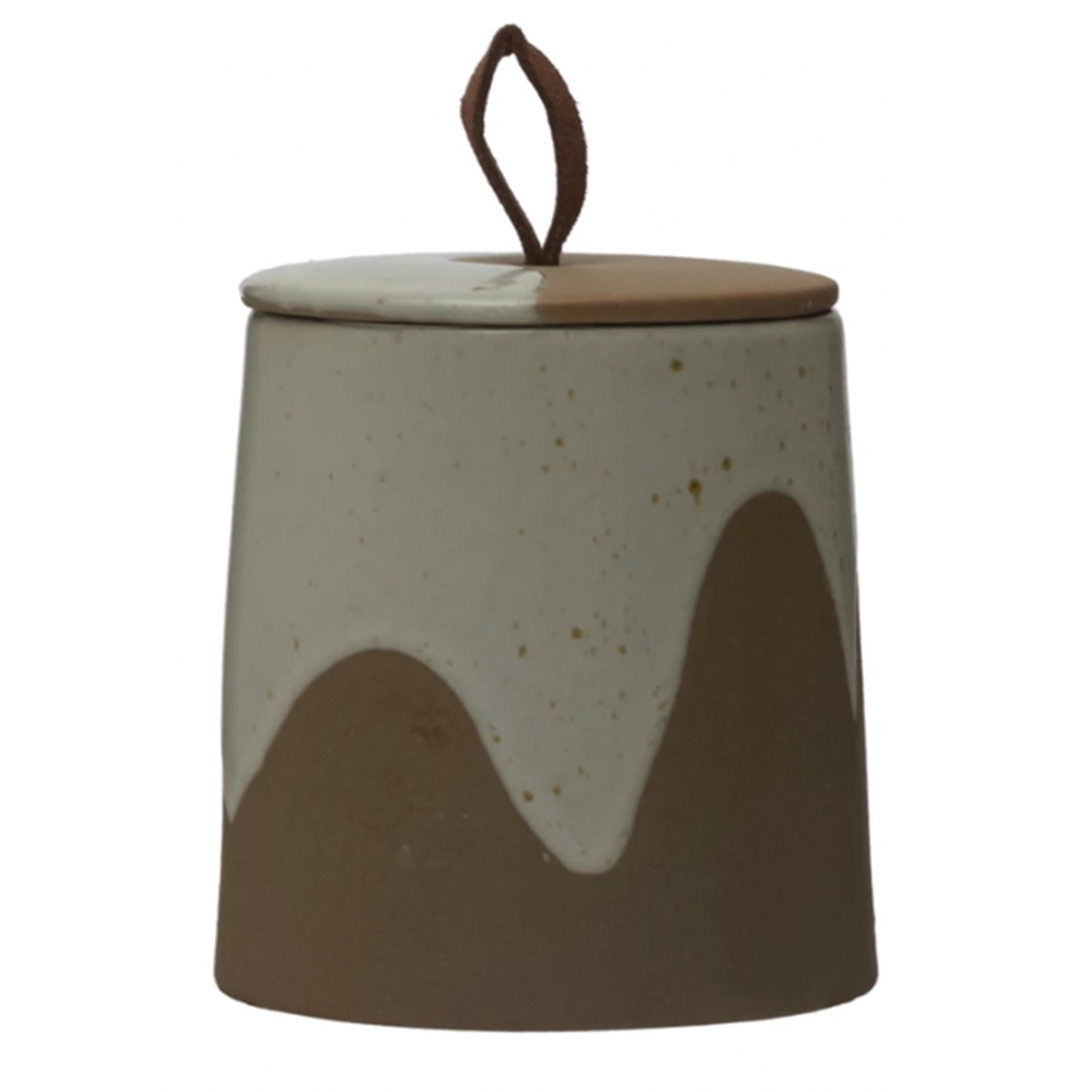 Stoneware Canister w/ Leather Loop