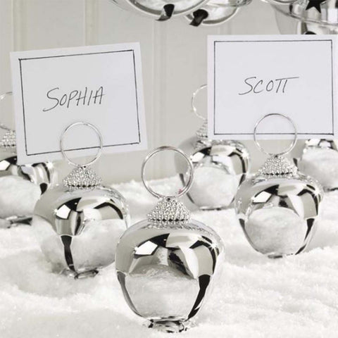Silver Jingle Bell Place card Holder