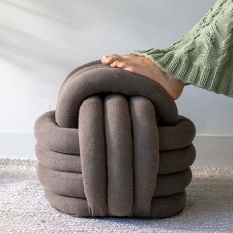 Knotted Pouf - Dark Brown