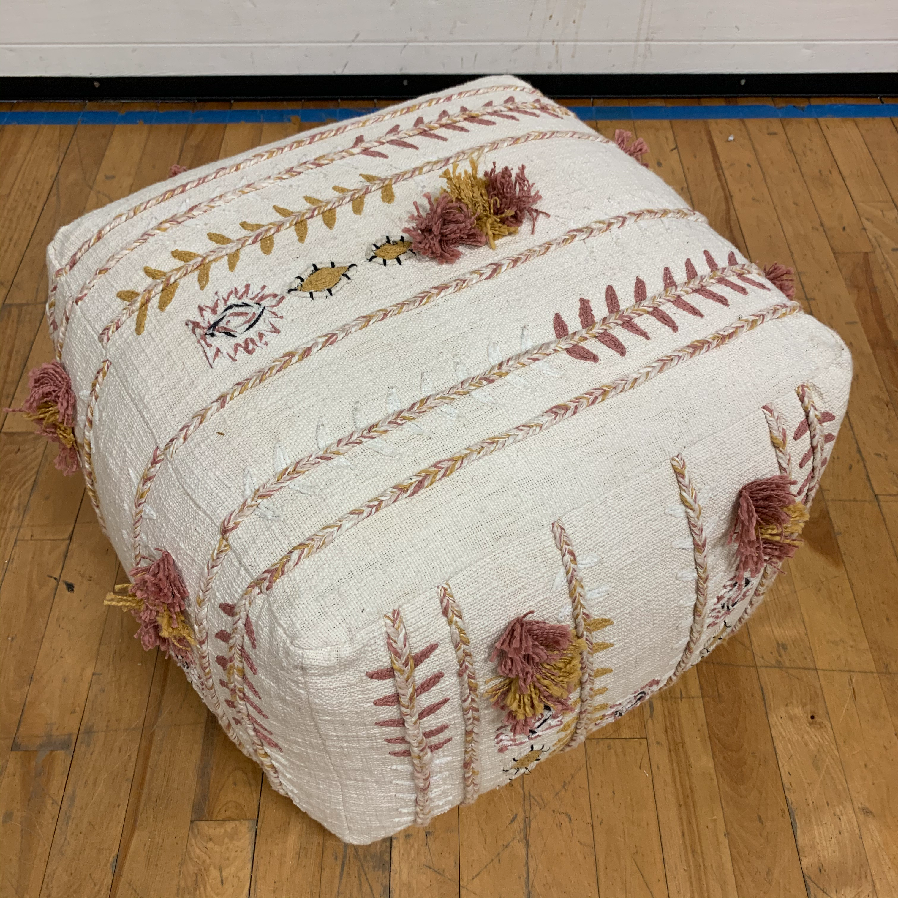Embroidered Pouf