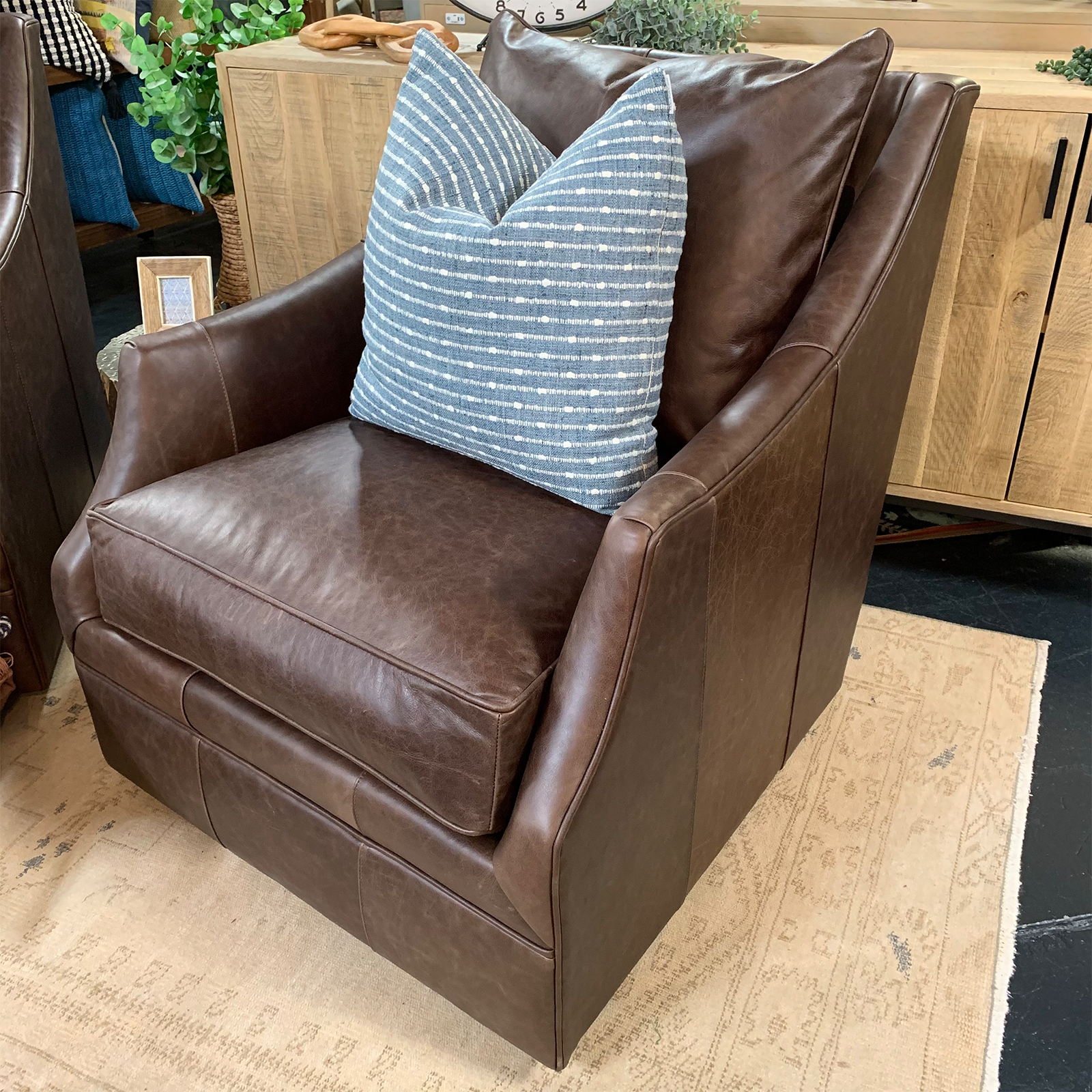 Kara Leather Swivel Chair
