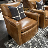 Merrick Leather Swivel Club Chair