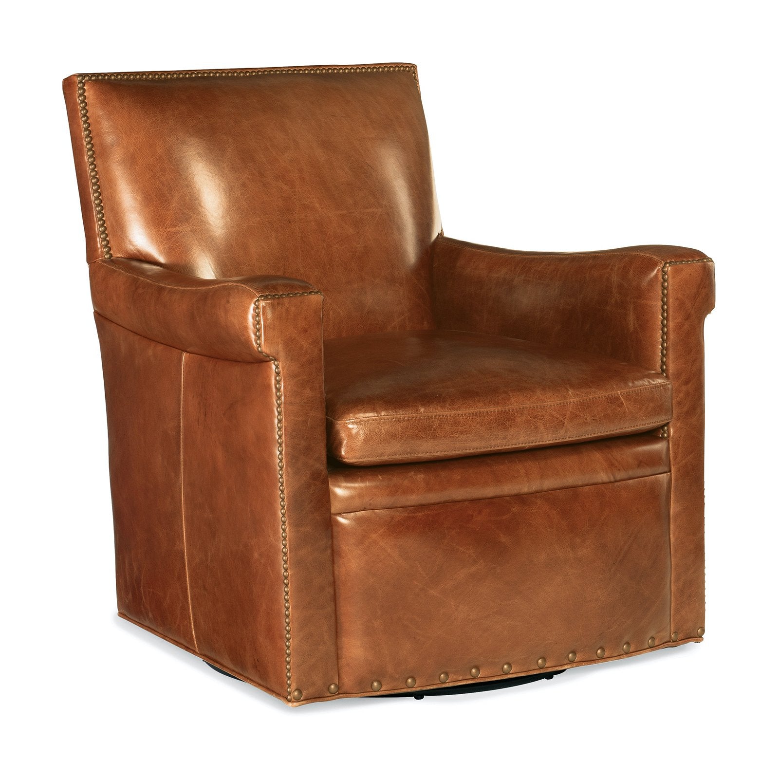 Merrick Leather Swivel Club Chair