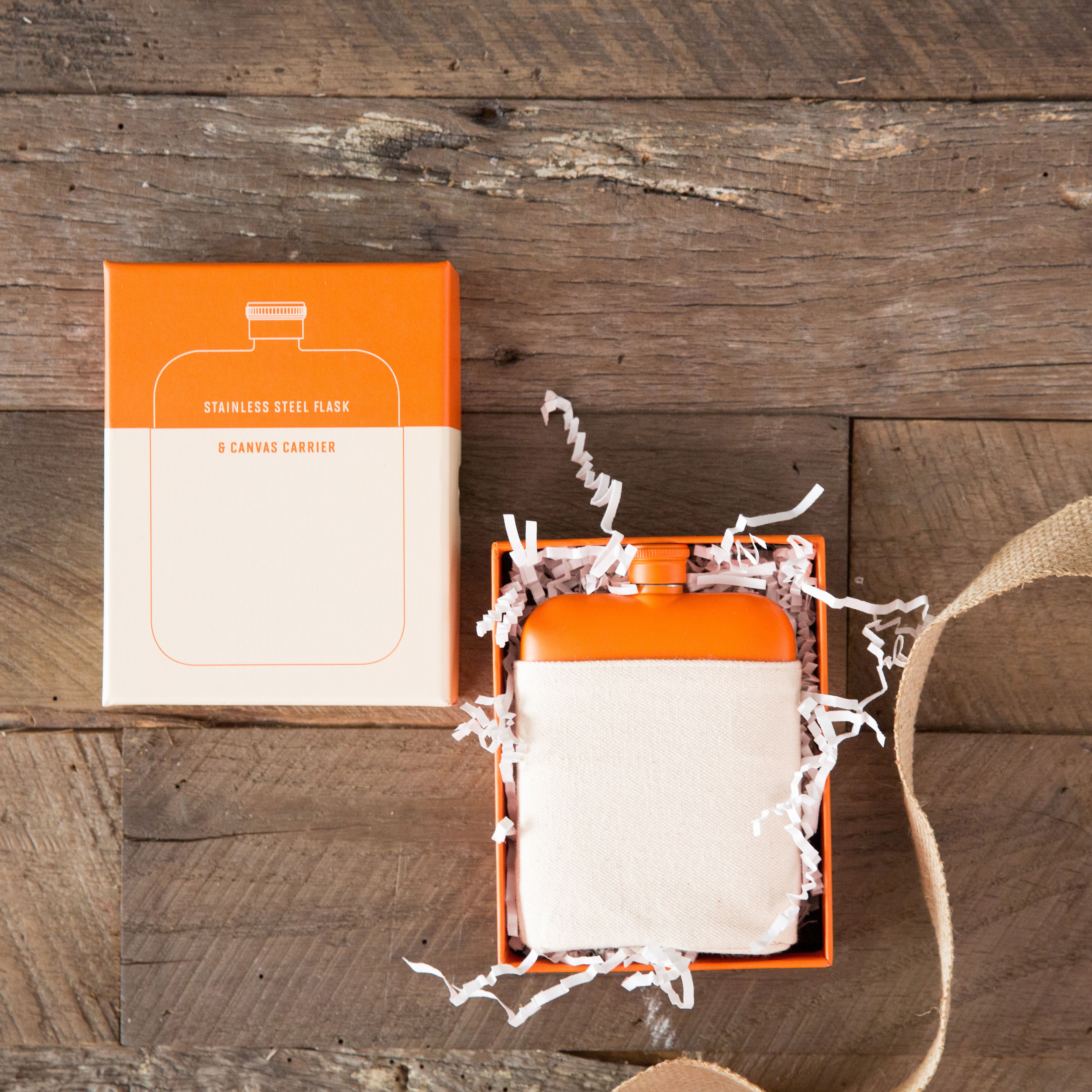 Flask with Canvas Carrier- Orange